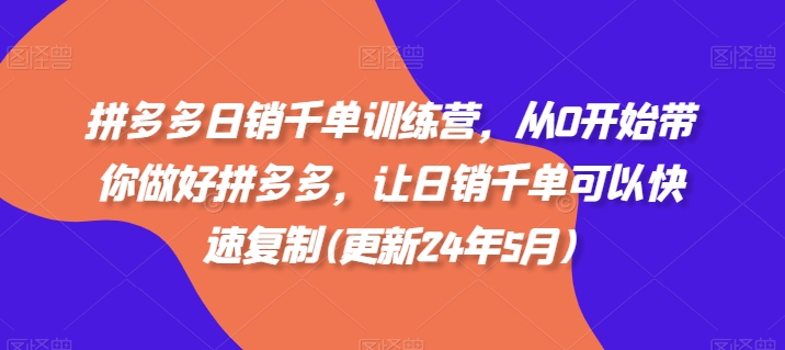 拼多多日销千单训练营，从0开始带你做好拼多多，让日销千单可以快速复制(更新24年8月)-逐光创享汇