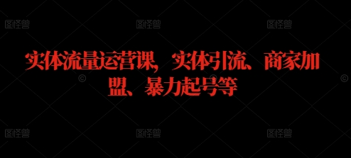 实体流量运营课，实体引流、商家加盟、暴力起号等-逐光创享汇