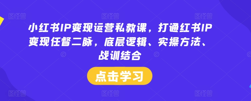 小红书IP变现运营私教课，打通红书IP变现任督二脉，底层逻辑、实操方法、战训结合-逐光创享汇