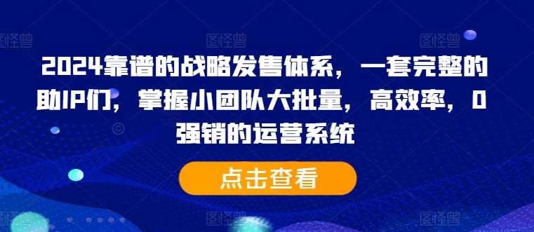 2024靠谱的战略发售体系，一套完整的助IP们，掌握小团队大批量，高效率，0 强销的运营系统-逐光创享汇