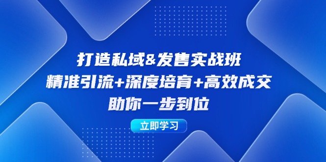 打造私域&发售实操班：精准引流+深度培育+高效成交，助你一步到位-逐光创享汇