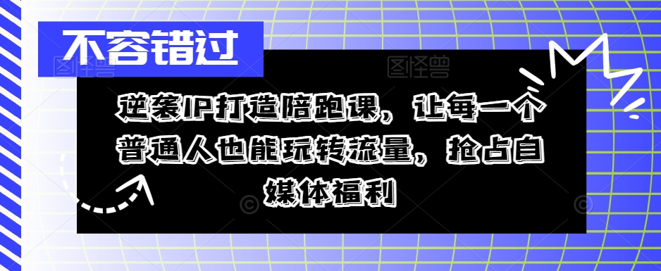 逆袭IP打造陪跑课，让每一个普通人也能玩转流量，抢占自媒体福利-逐光创享汇