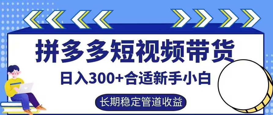 拼多多短视频带货日入300+有长期稳定被动收益，合适新手小白【揭秘】-逐光创享汇