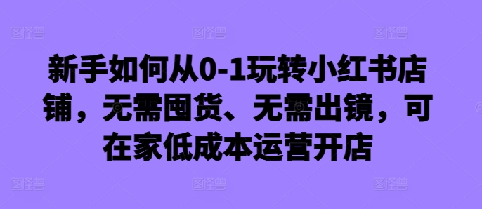 新手如何从0-1玩转小红书店铺，无需囤货、无需出镜，可在家低成本运营开店-逐光创享汇