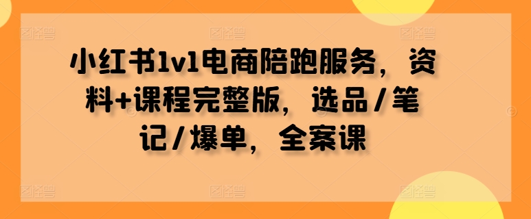 小红书1v1电商陪跑服务，资料+课程完整版，选品/笔记/爆单，全案课-逐光创享汇