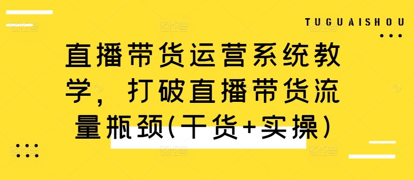 直播带货运营系统教学，打破直播带货流量瓶颈(干货+实操)-逐光创享汇