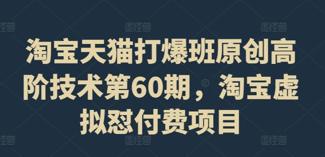 淘宝天猫打爆班原创高阶技术第60期，淘宝虚拟怼付费项目-逐光创享汇