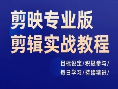 剪映专业版剪辑实战教程，目标设定/积极参与/每日学习/持续精进-逐光创享汇