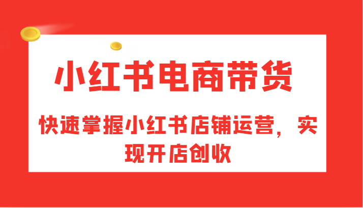 小红书电商带货，快速掌握小红书店铺运营，实现开店创收-逐光创享汇