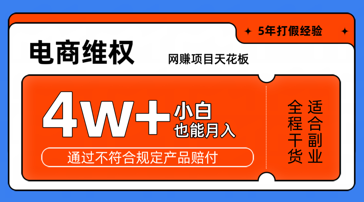 网赚项目天花板电商购物维权月收入稳定4w+独家玩法小白也能上手-逐光创享汇