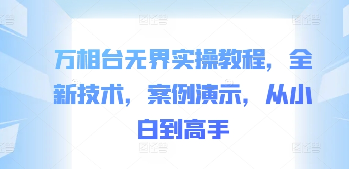 万相台无界实操教程，全新技术，案例演示，从小白到高手-逐光创享汇