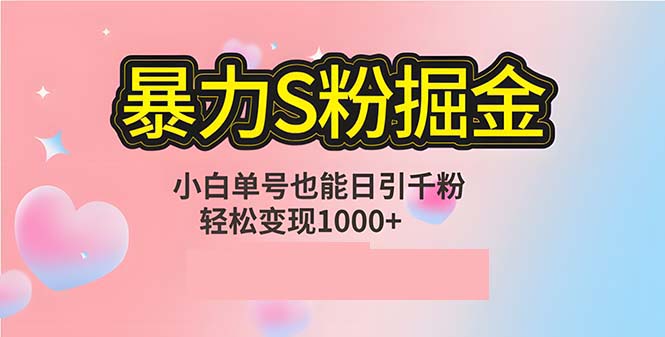 单人单机日引千粉，变现1000+，S粉流量掘金计划攻略-逐光创享汇