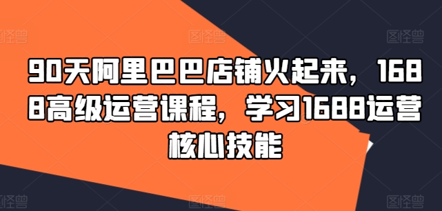 90天阿里巴巴店铺火起来，1688高级运营课程，学习1688运营核心技能-逐光创享汇